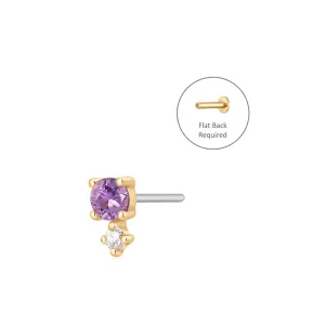 FEBRUARY | Amethyst and White Sapphire Threadless Flatback Earring