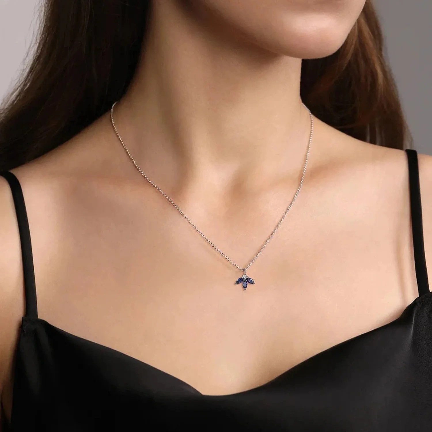 Gabriel & Co. Diamond and Sapphire Pendant Necklace