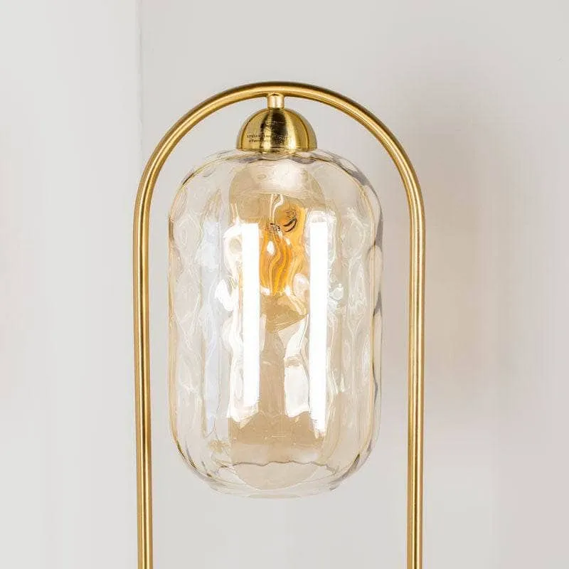 Genoa Satin Brass Amber Glass Floor Lamp