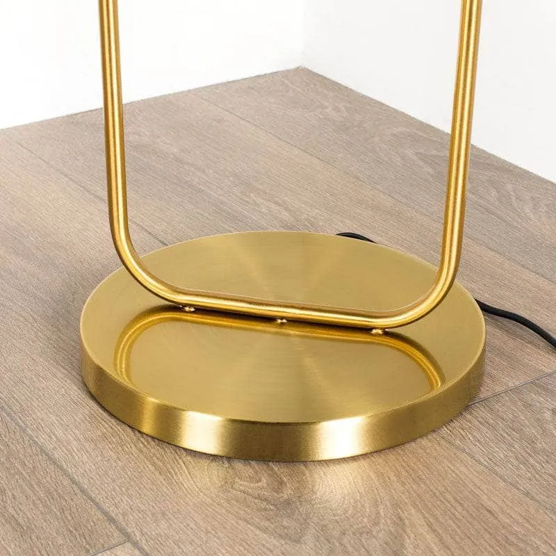 Genoa Satin Brass Amber Glass Floor Lamp