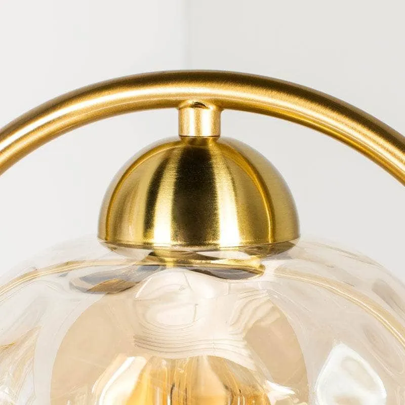 Genoa Satin Brass Amber Glass Floor Lamp