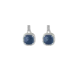 Genuine Sapphire and Diamond Accent Silver Earrings