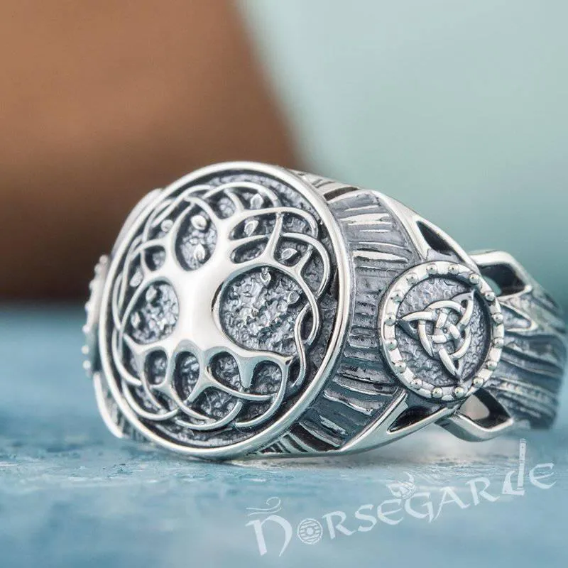 Handcrafted Yggdrasil Druid Signet Ring - Sterling Silver