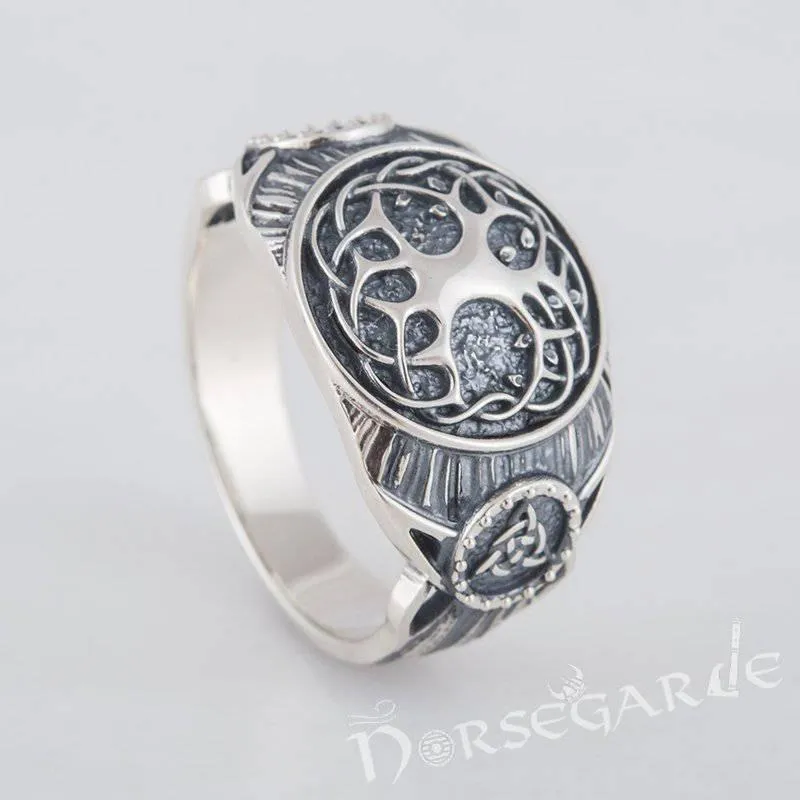 Handcrafted Yggdrasil Druid Signet Ring - Sterling Silver