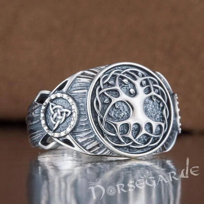 Handcrafted Yggdrasil Druid Signet Ring - Sterling Silver