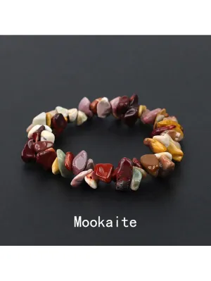 Irregular Mookaite Natural Gemstone Bracelet Stretch Chip Beads  Bangles For