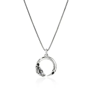 JOHN HARDY STERLING SILVER SAPPHIRE EYE ROUND NAGA PENDANT NECKLACE