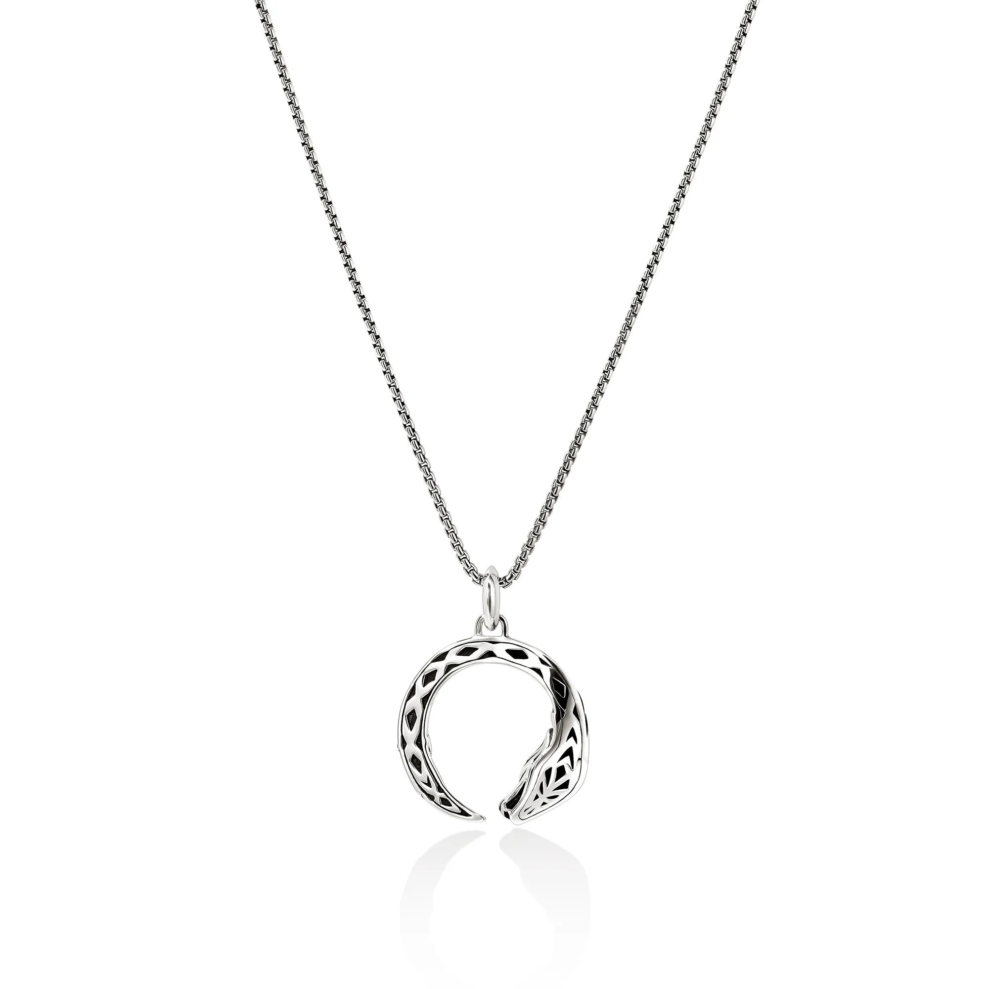 JOHN HARDY STERLING SILVER SAPPHIRE EYE ROUND NAGA PENDANT NECKLACE