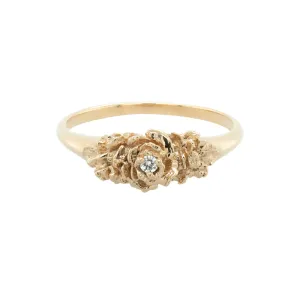 Lab Grown Old Garden Rose Signet Ring