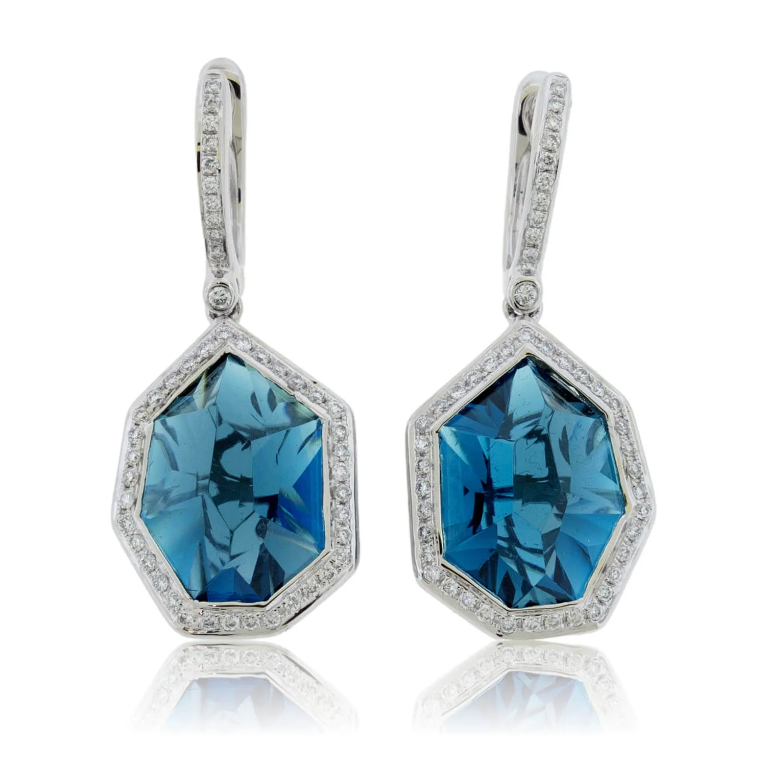 London Blue Topaz & Diamond Halo Earrings