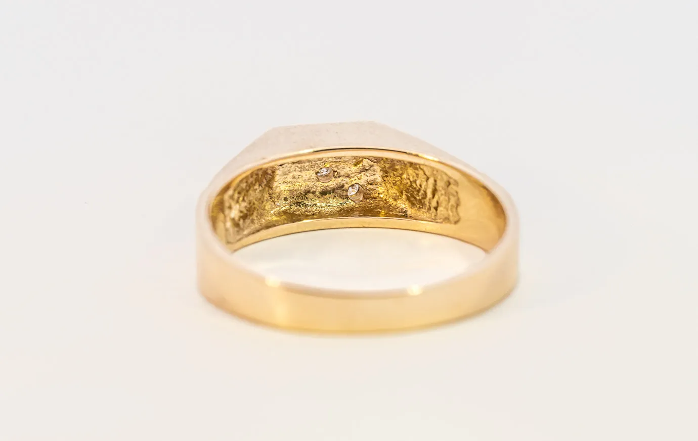 Men's Diamond Set Yellow Gold Signet Ring