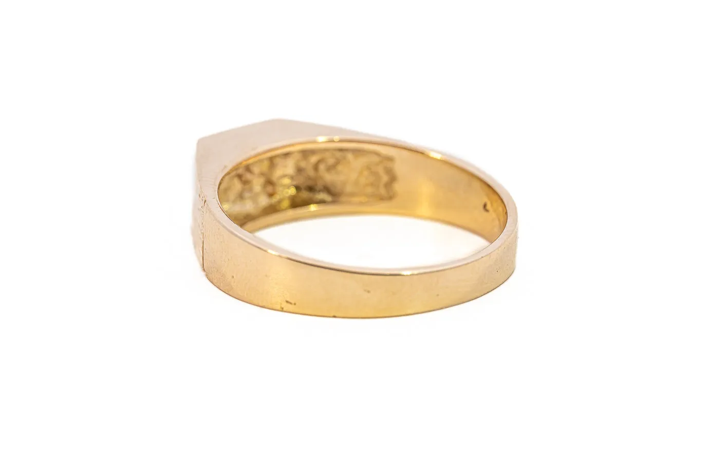 Men's Diamond Set Yellow Gold Signet Ring