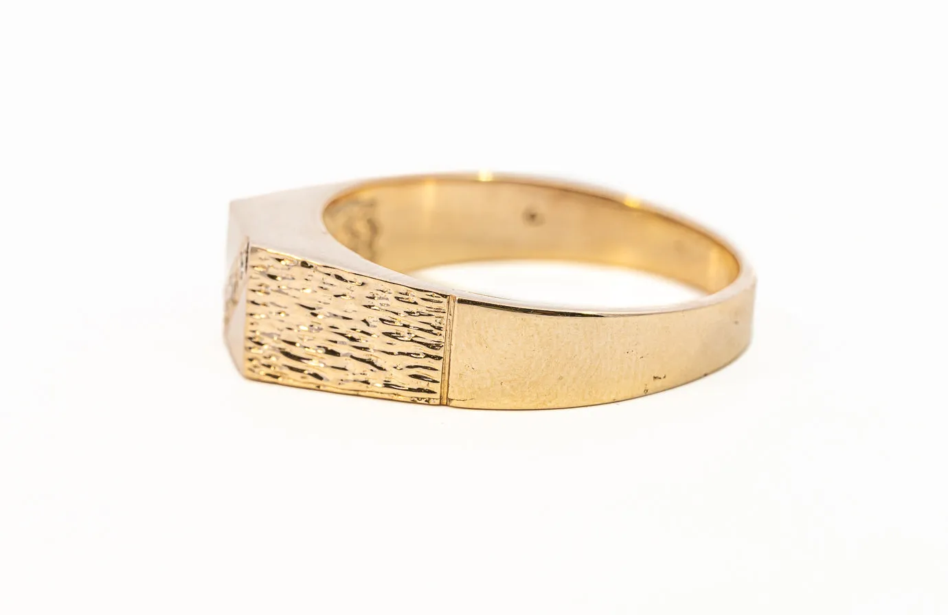 Men's Diamond Set Yellow Gold Signet Ring