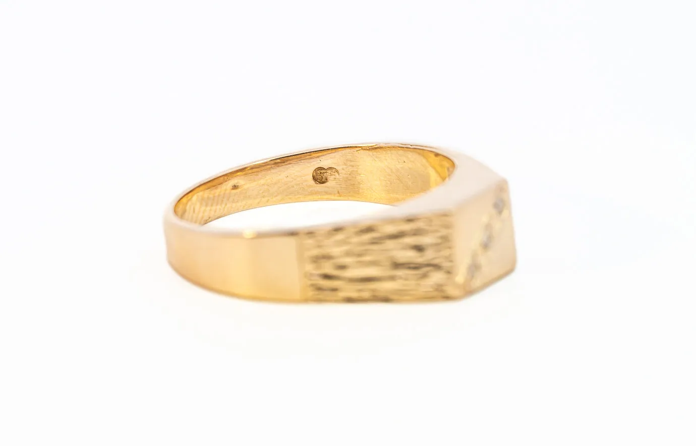 Men's Diamond Set Yellow Gold Signet Ring