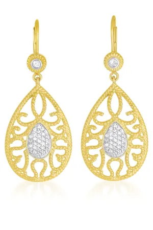 Monique Two Tone Oval Shape Drop Euro Earrings