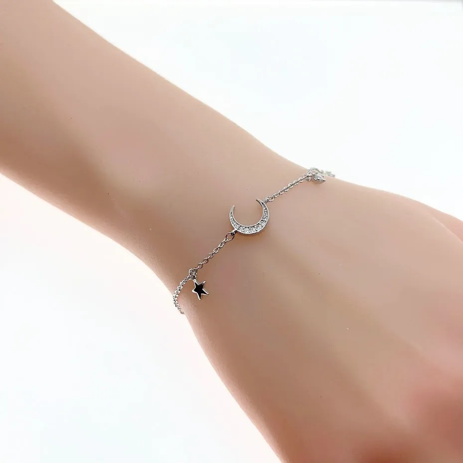 Moon & Star Cubic Zirconia Bracelet