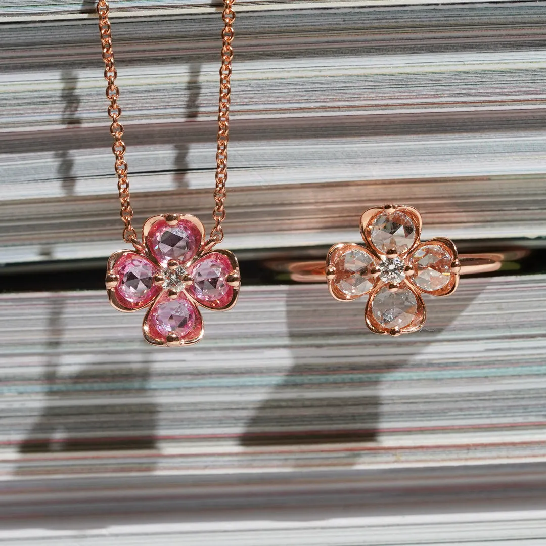 mori - 14K Rose Gold Pink Sapphire And Diamond Necklace