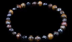 Multicolor Mini Faceted Tigers Eye Natural Gemstone Bracelet