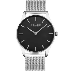 Obaku Tang-Onyx Gents Silver Mesh Strap Black Dial V260GXCBMC