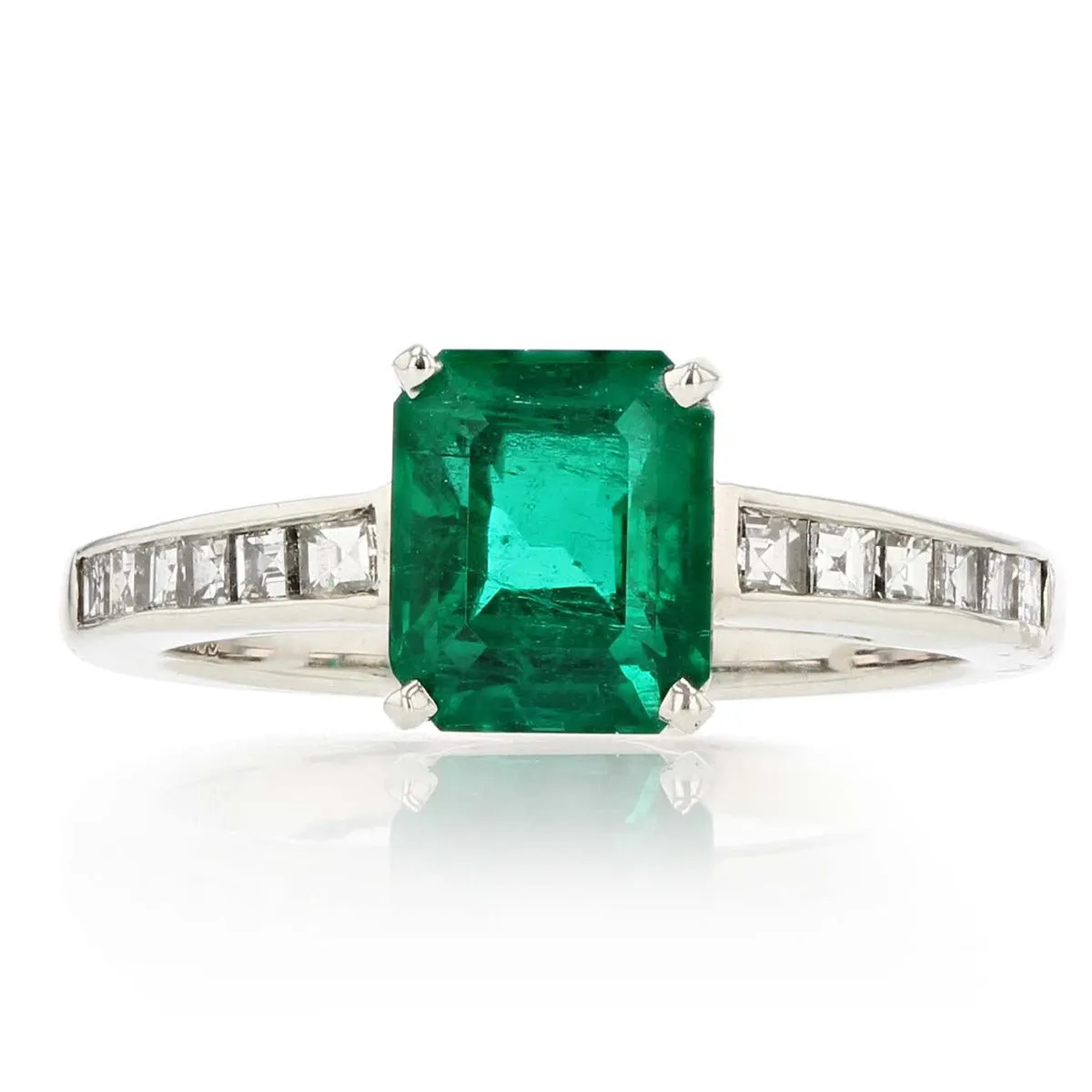 Platinum Emerald Diamond Ring