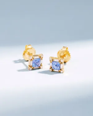 Princess Midi Light Blue Sapphire Studs