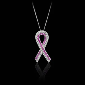 Ribbon Pendant Necklace – Diamond / Pink Sapphire