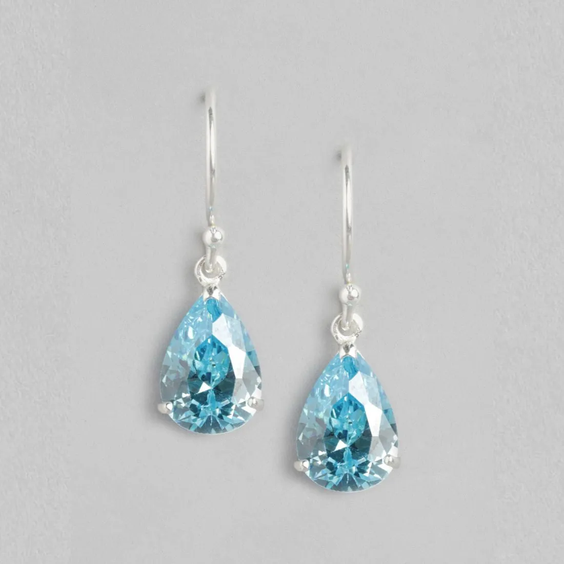 Sapphire Serenade Rhodium-Plated Blue CZ 925 Sterling Silver Drop Earrings