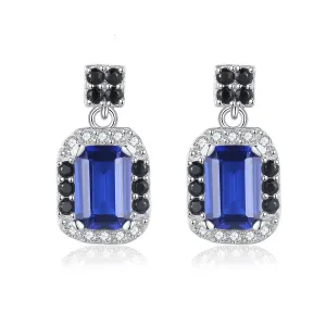 Sapphire Simulant Silver Earrings