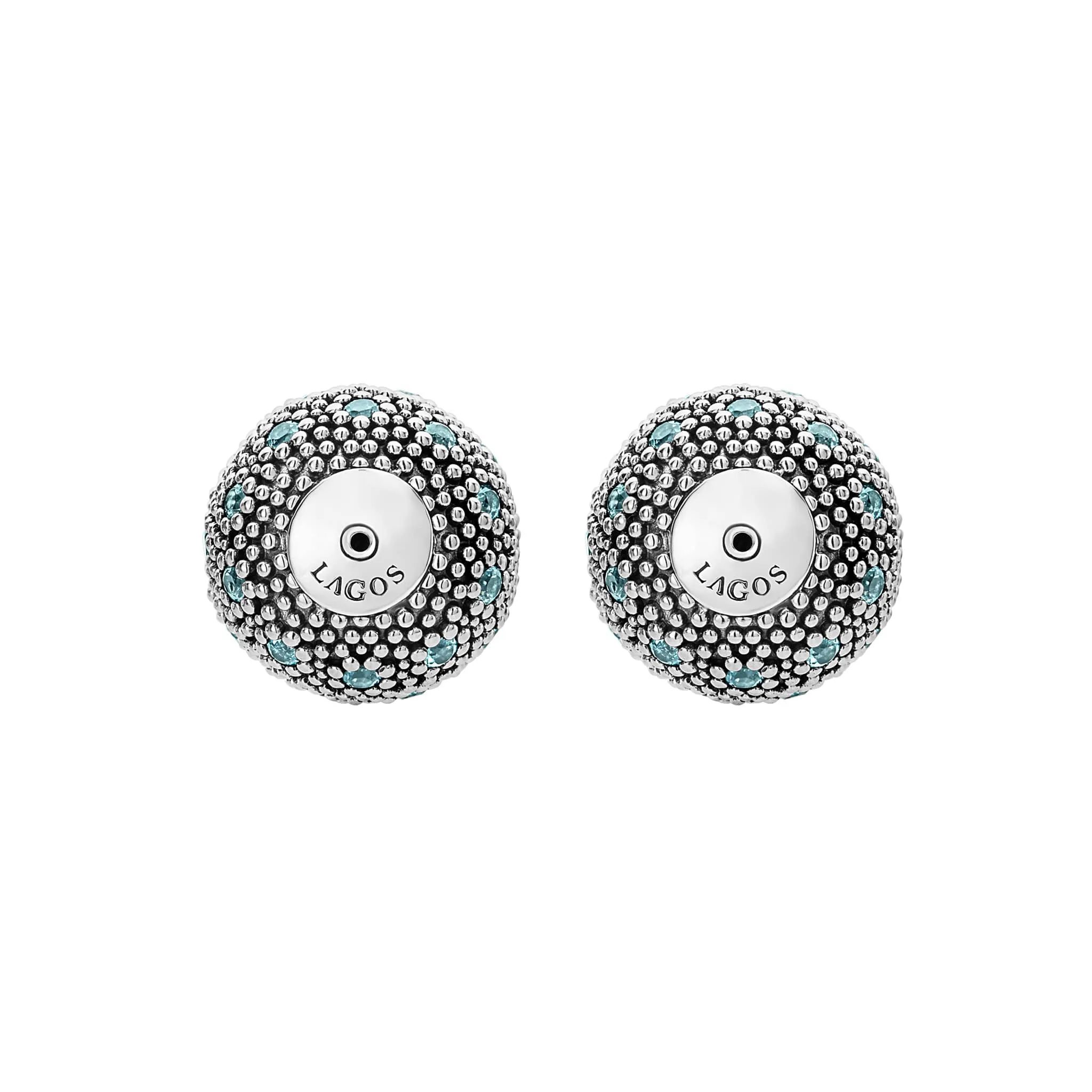 Signature Caviar Swiss Blue Topaz Earring Backs