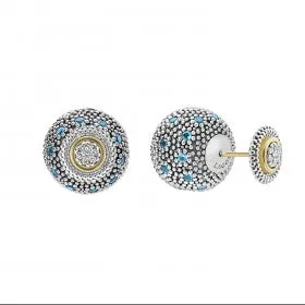 Signature Caviar Swiss Blue Topaz Earring Backs