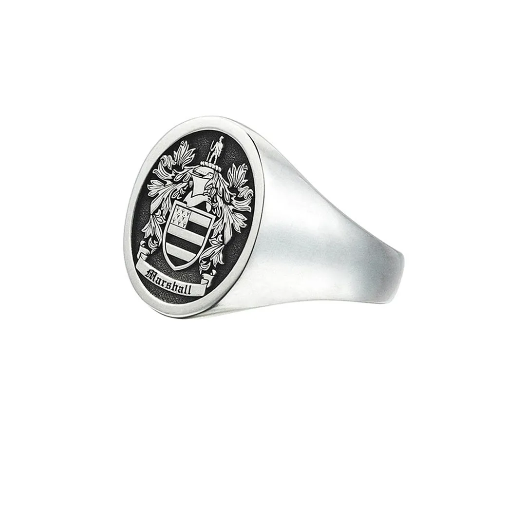 Signet Oval Ring Base for Family Crest - Solid Silver