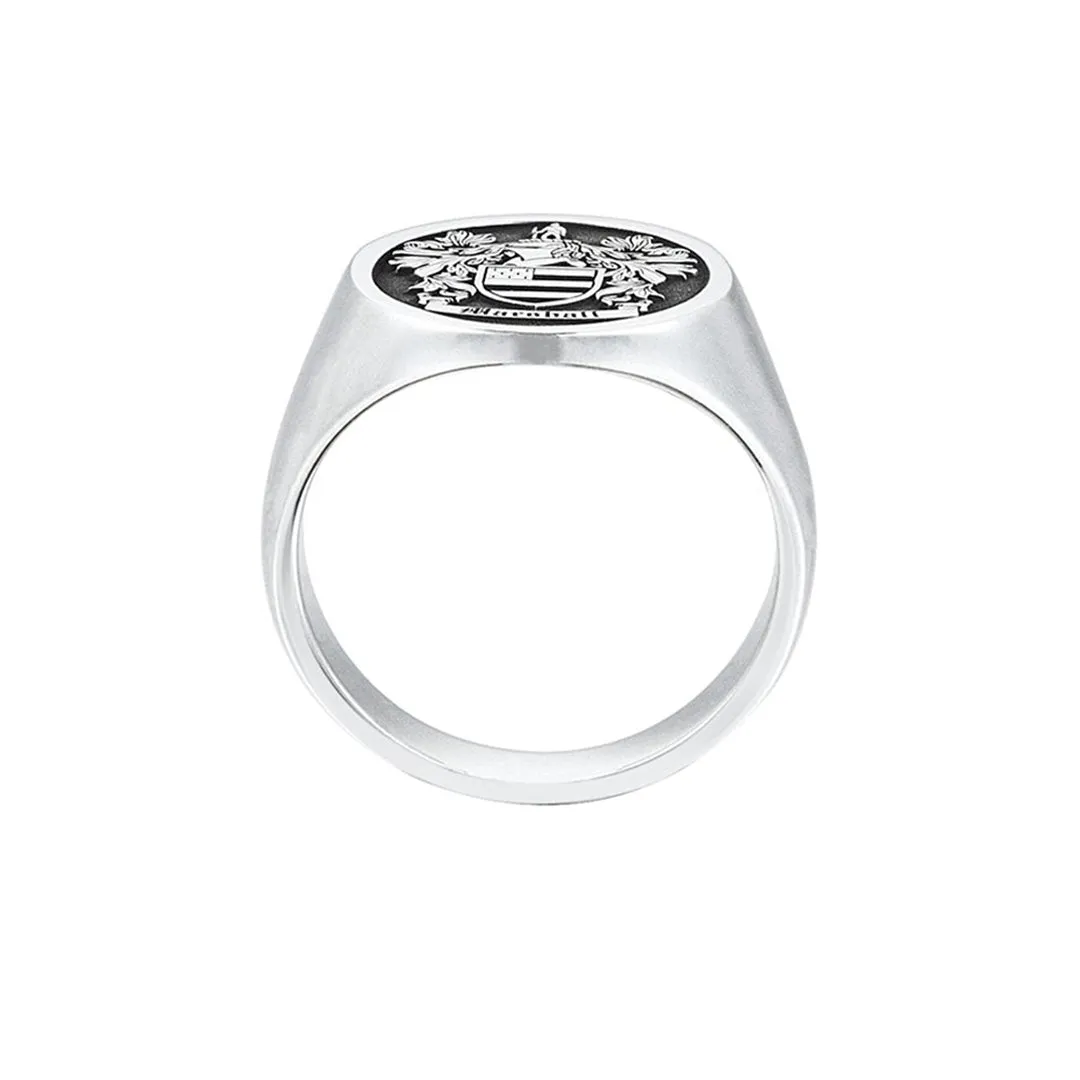 Signet Oval Ring Base for Family Crest - Solid Silver