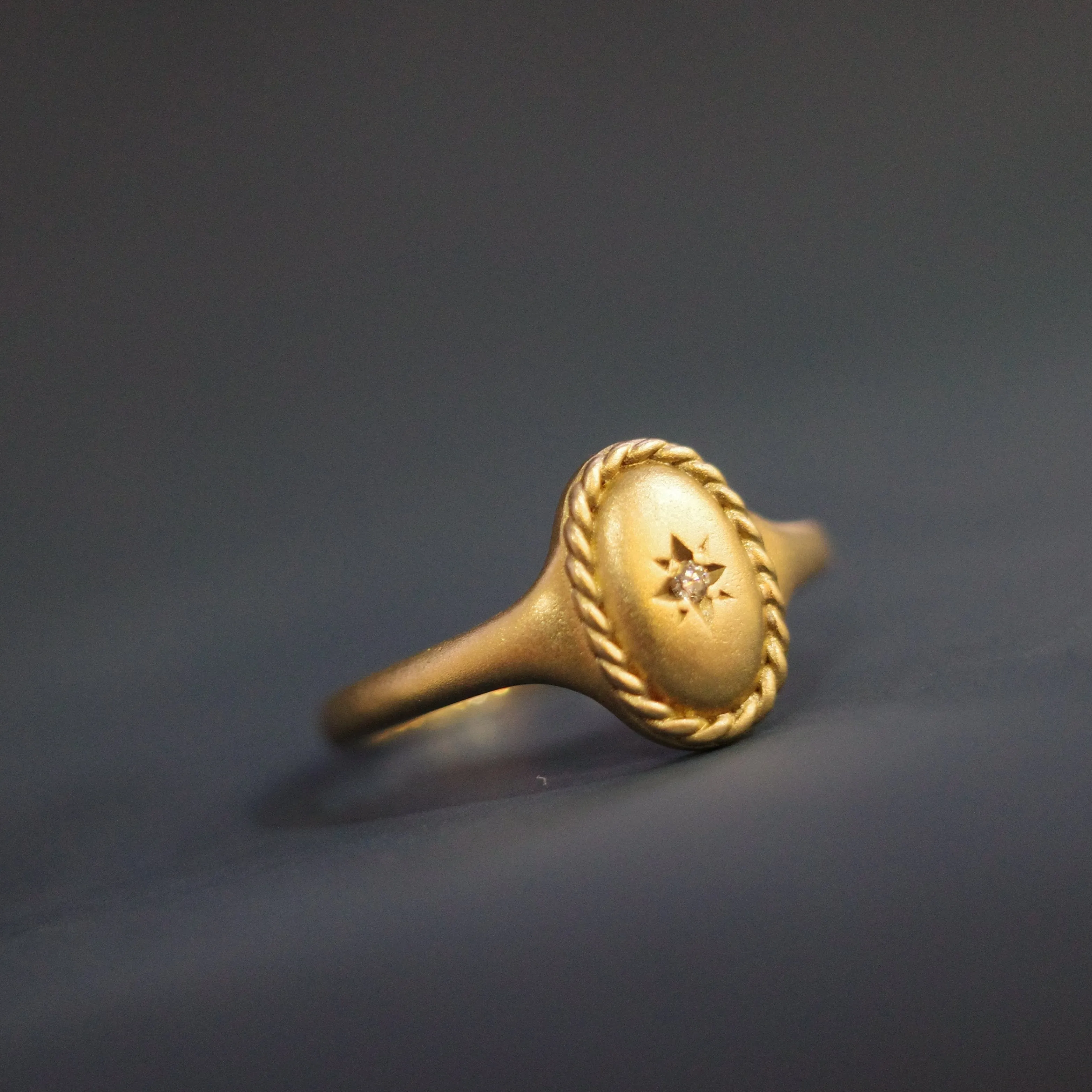 STARRY SIGNET RING・10K SOLID GOLD DIAMOND RING