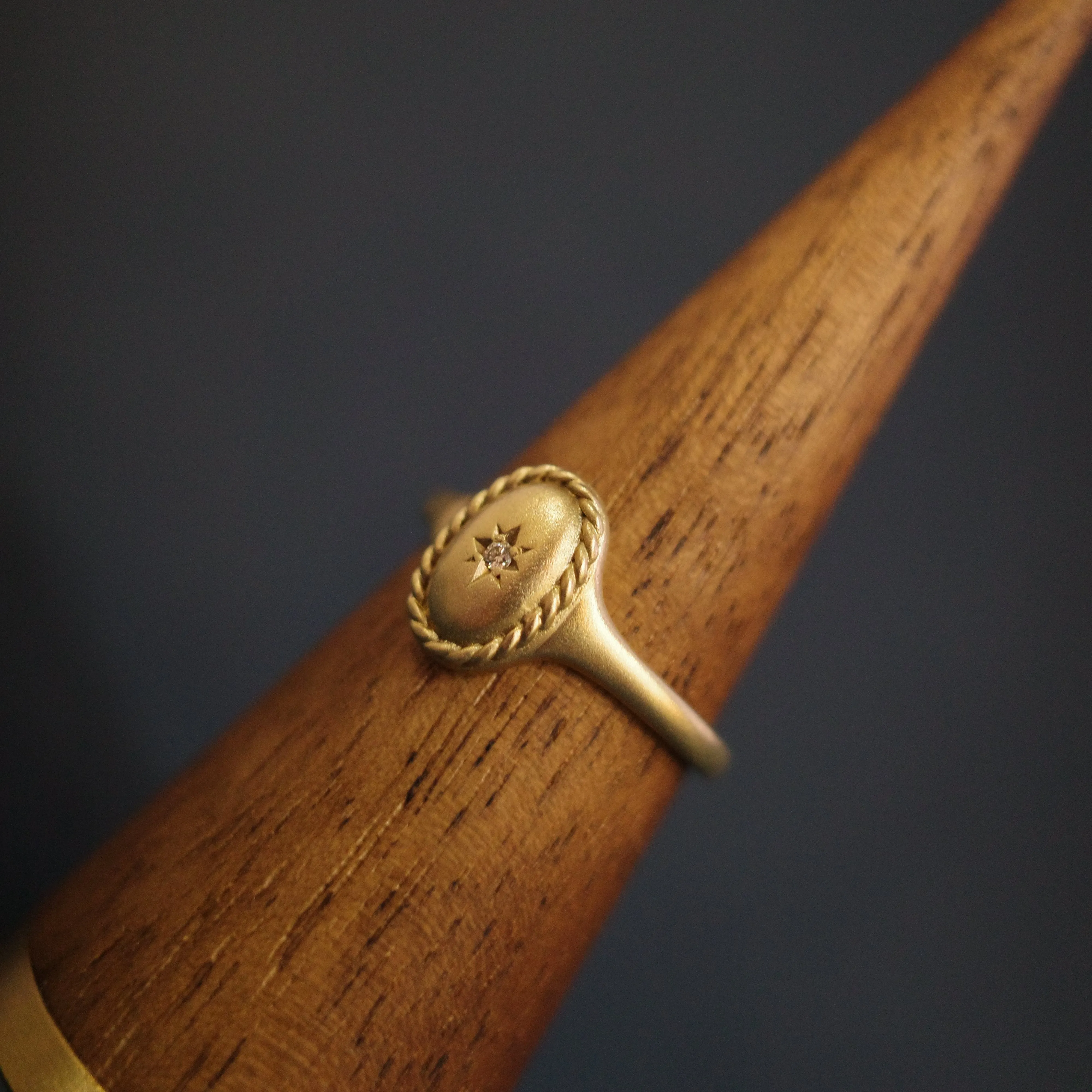 STARRY SIGNET RING・10K SOLID GOLD DIAMOND RING