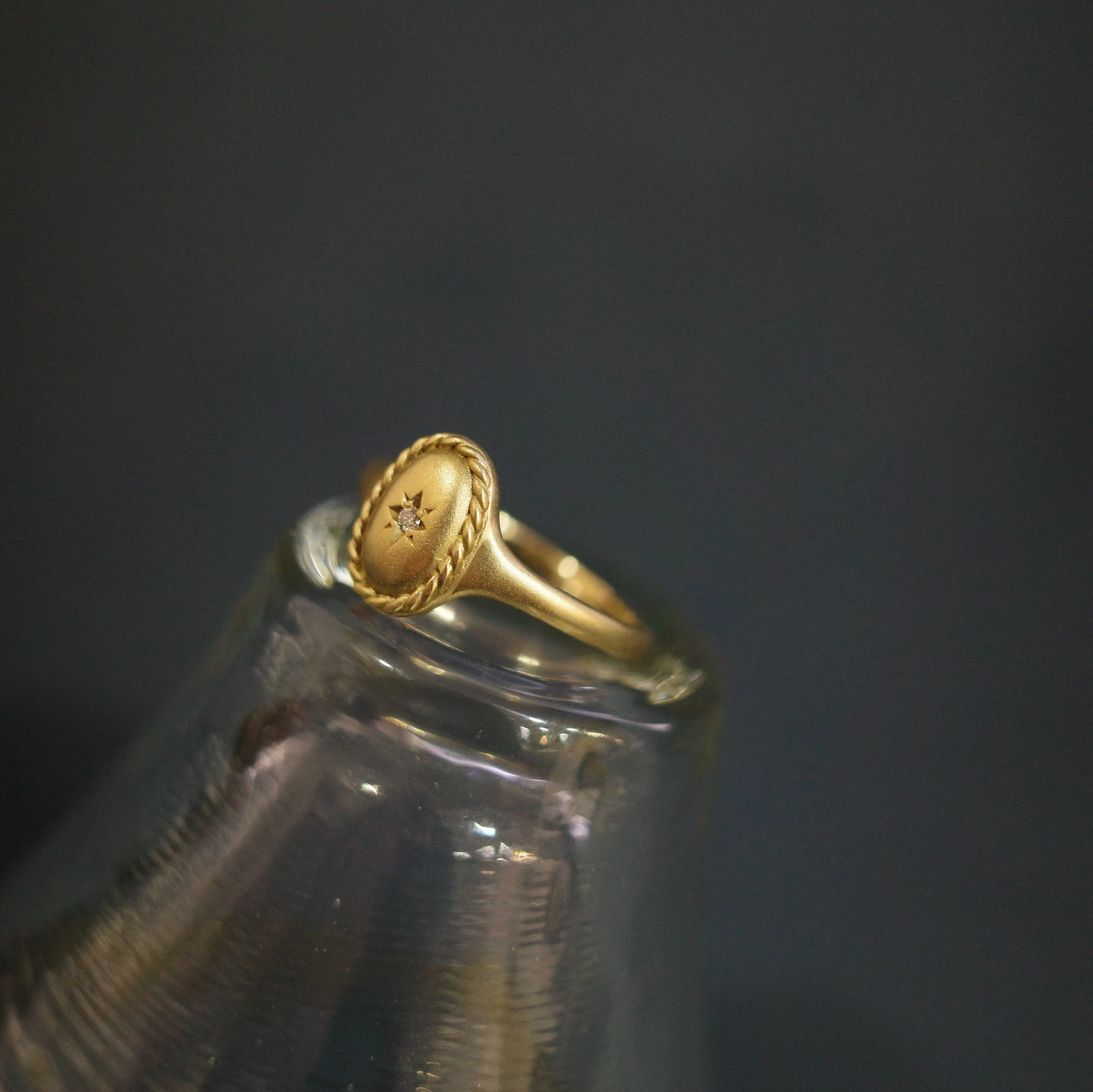 STARRY SIGNET RING・10K SOLID GOLD DIAMOND RING