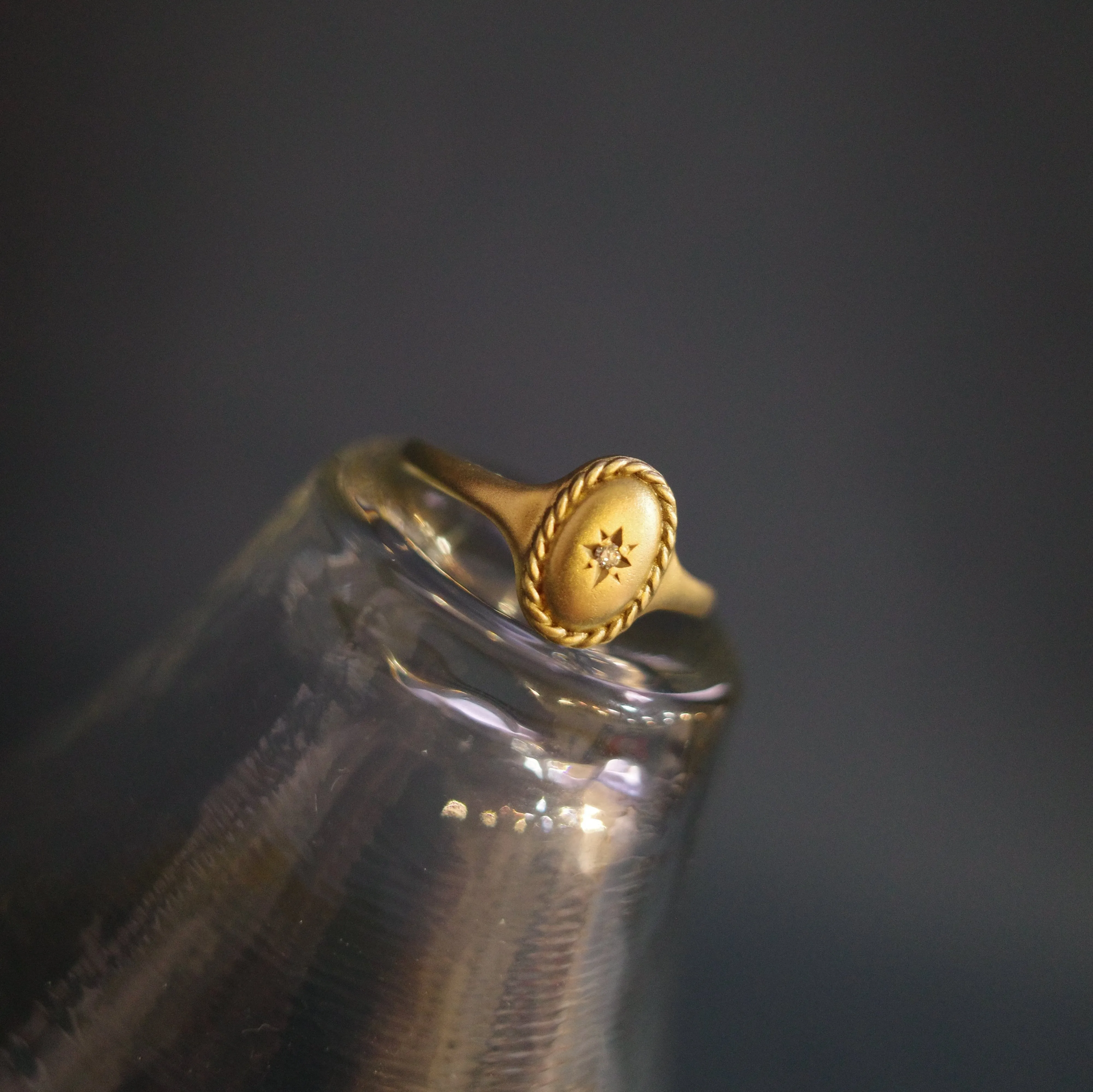 STARRY SIGNET RING・10K SOLID GOLD DIAMOND RING