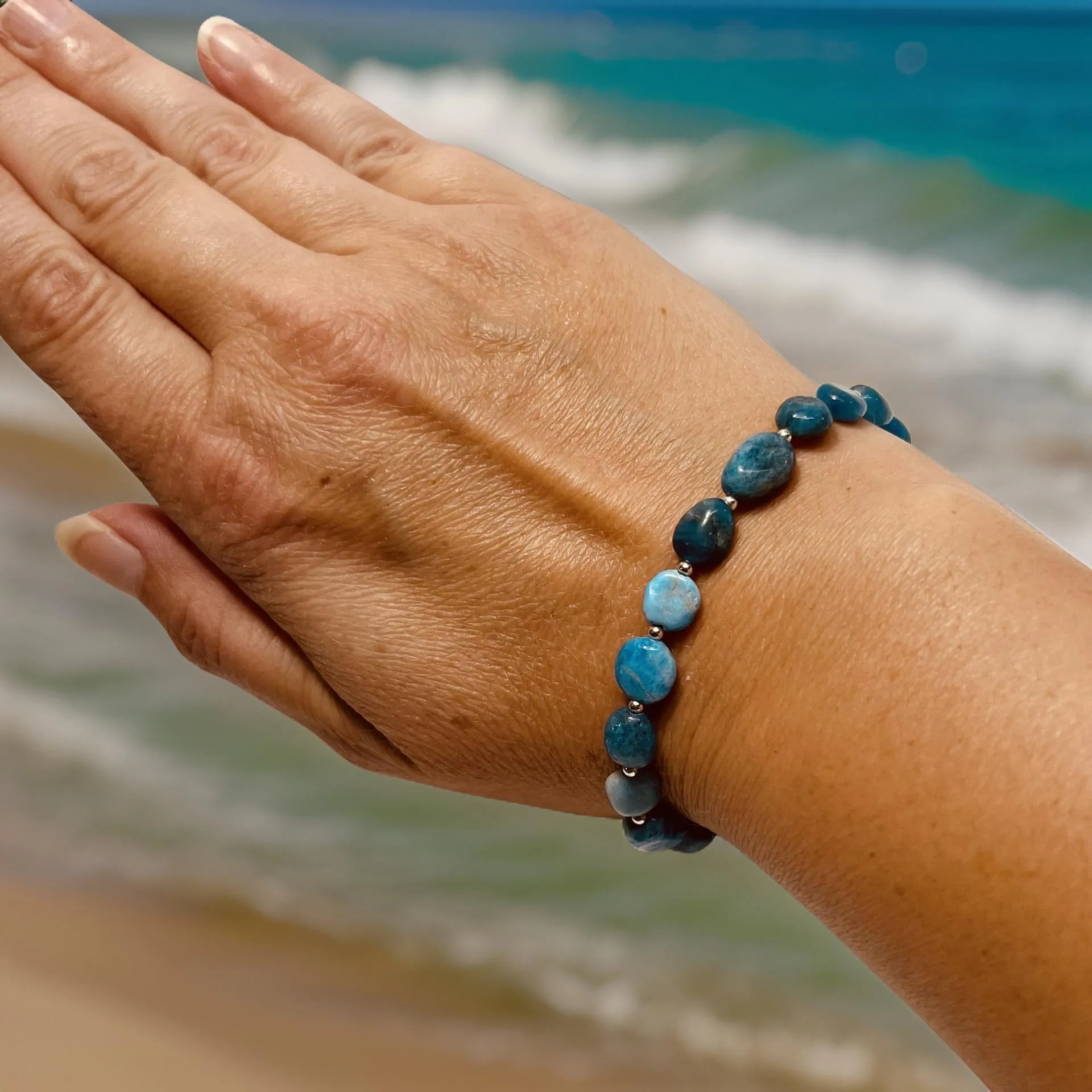 Sterling Silver & Blue Apatite Bracelet