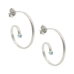 STERLING SILVER BLUE TOPAZ (IRRADIATED) SWIRLY HOOPS