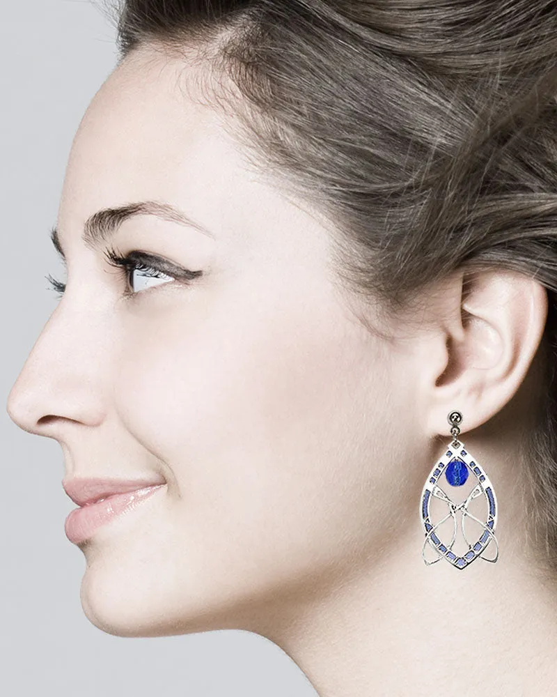 Sullivan Stock Exchange Earrings with Sapphire Blue Bead