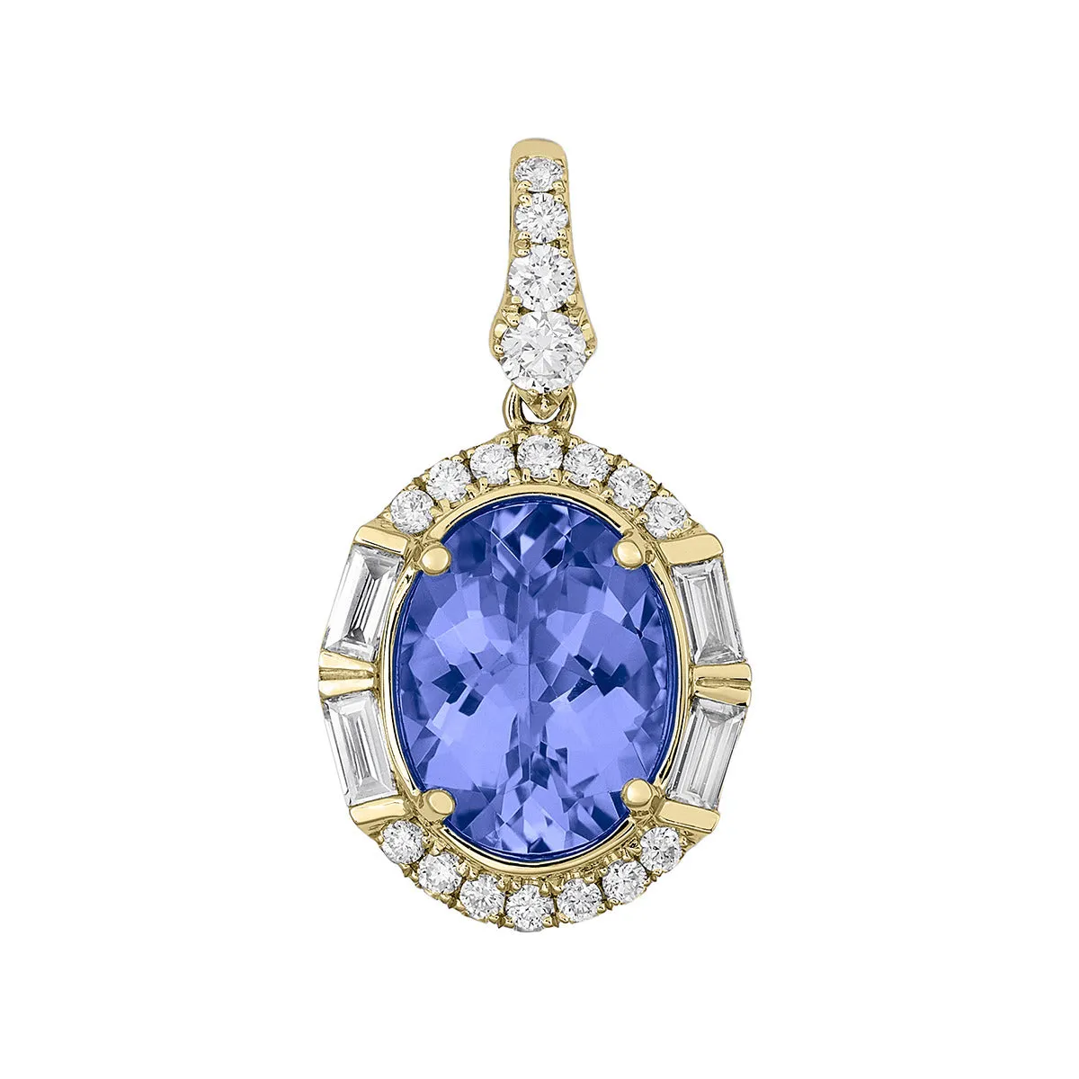 Tanzanite 14k Yellow Gold Pendant with Diamonds