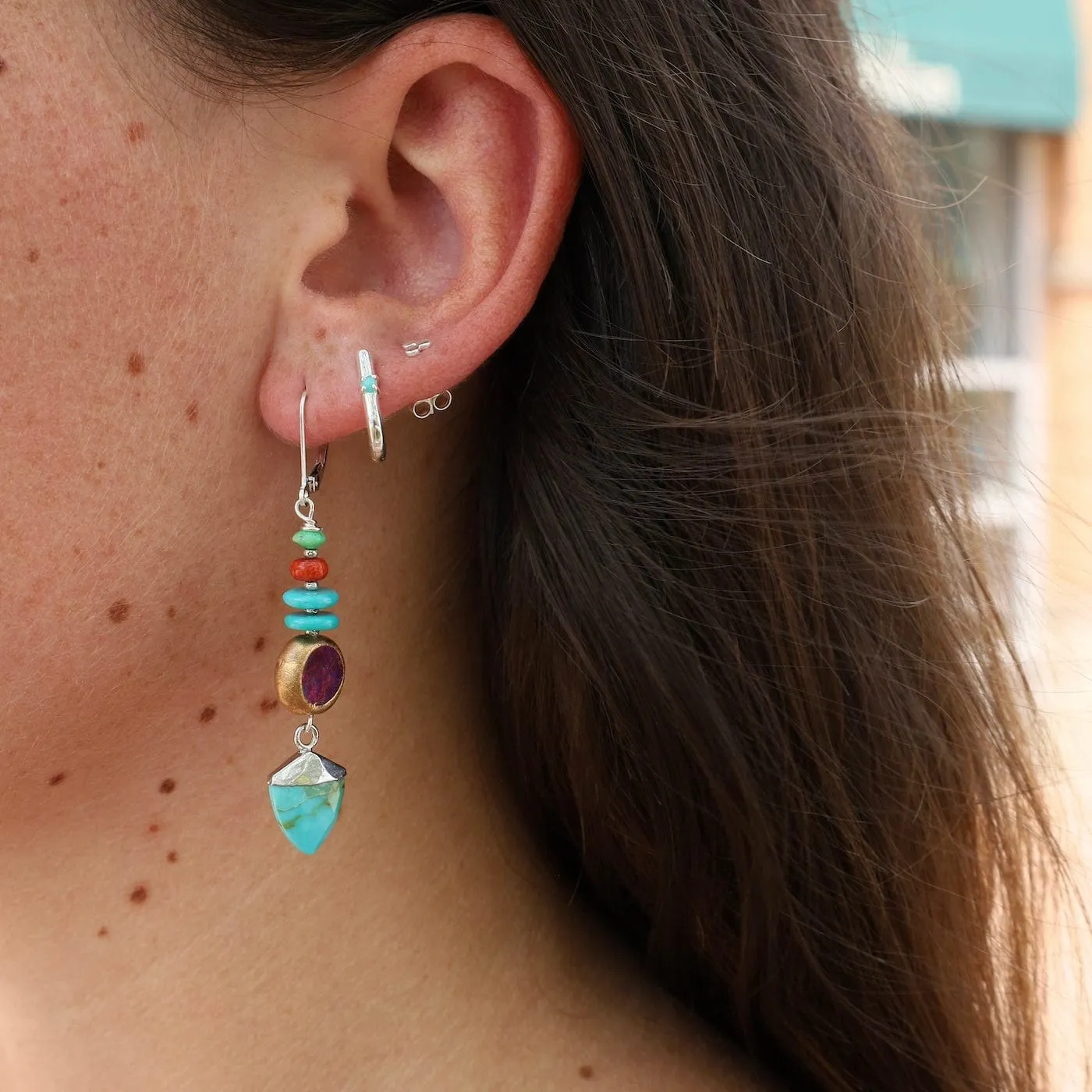 Turquoise Triangular Point Drop Earrings