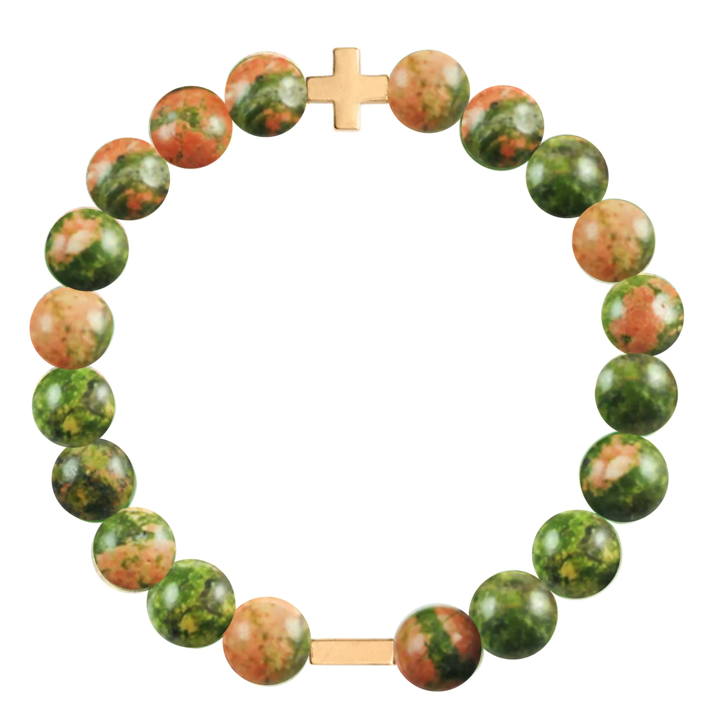 Unakite & Gold Elastic Bracelet