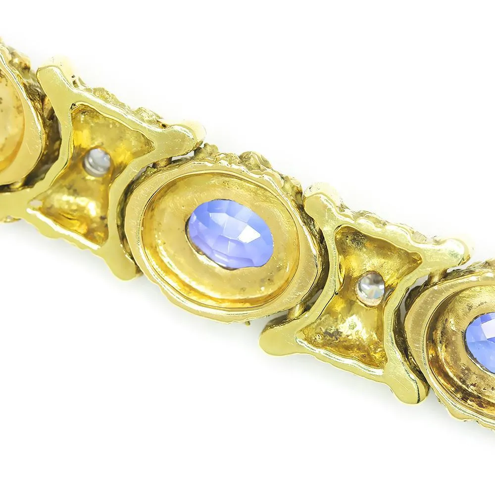 Vintage Tanzanite Bracelet with Diamonds 18K Yellow Gold 12.15ctw