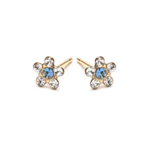 White & Sapphire Gold Plated Daisy Earrings